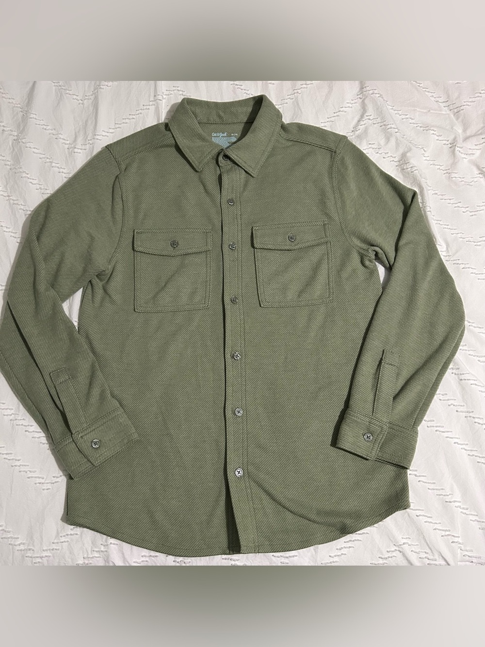 Cat & Jack Boys Thick Flannel Shirt Green Button Down Long Sleeve SOFT XL 14 EUC